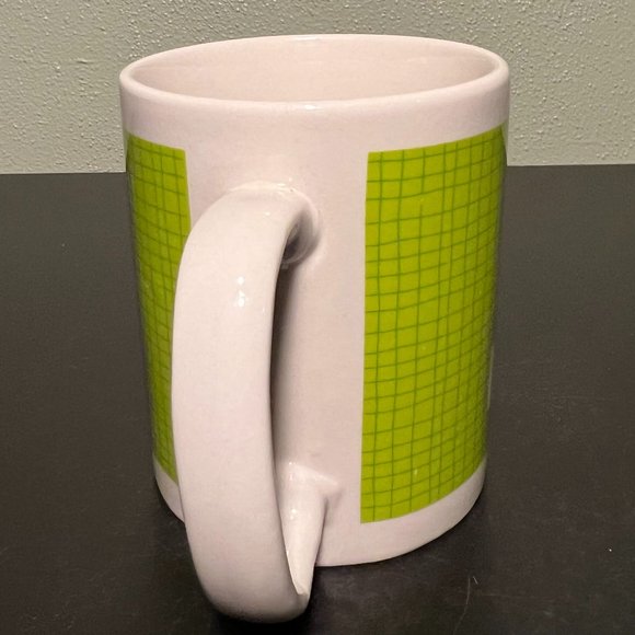 Letter "J " Initial or Monogram Ceramic Mug  w/ Neon Green Tile Pattern - Picture 3 of 5